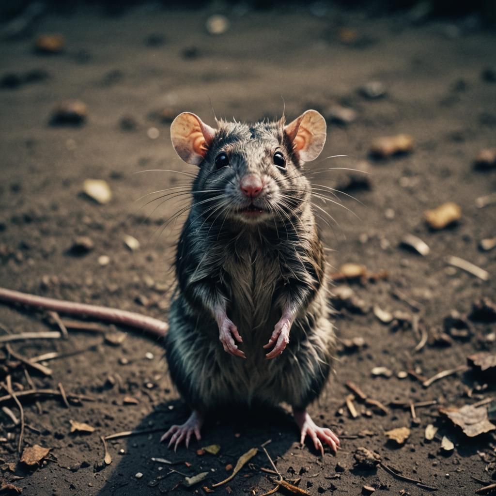 Cinematic Film Still of an Ugly Rat