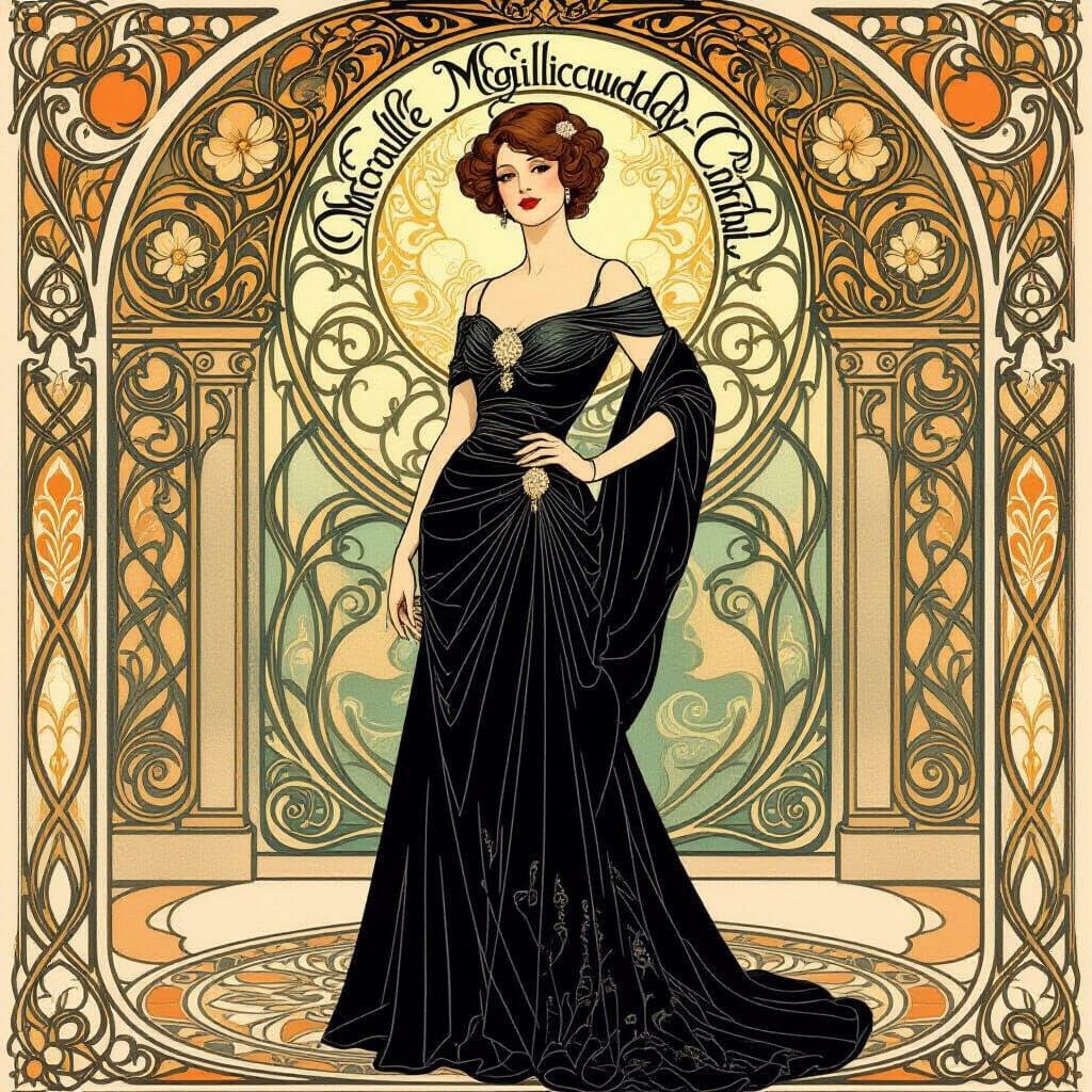 Elegant Woman in Art Nouveau Style