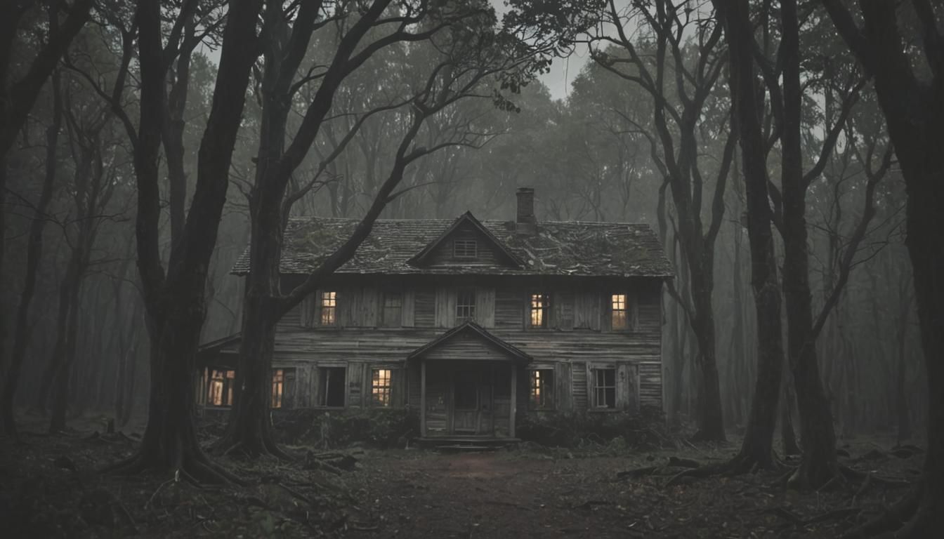 Sinister Shack in Dark Forest at Night