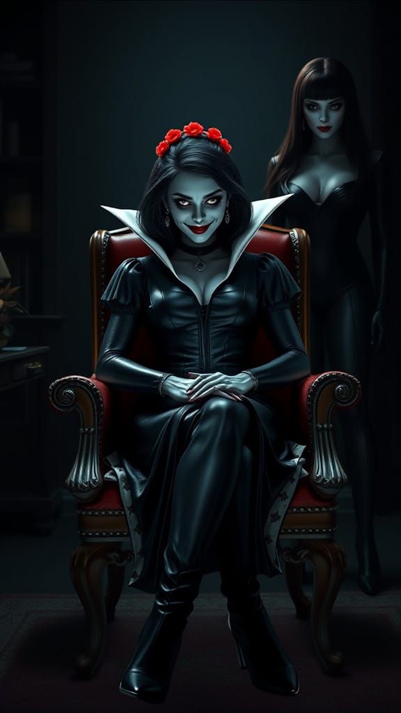 Scary Snow White Villain in Dark Office