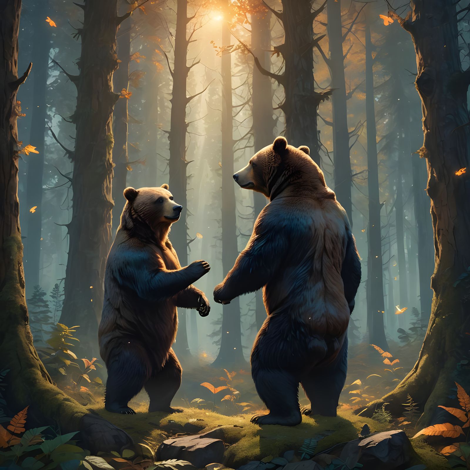 Brother Bears in Detailed Fantasy Concept Art