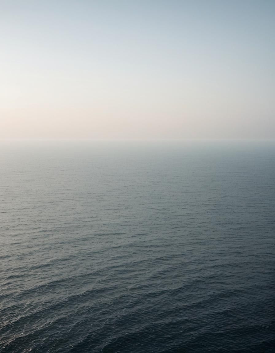 Monochromatic Seascape Photograph in Hiroshi Sugimoto Style