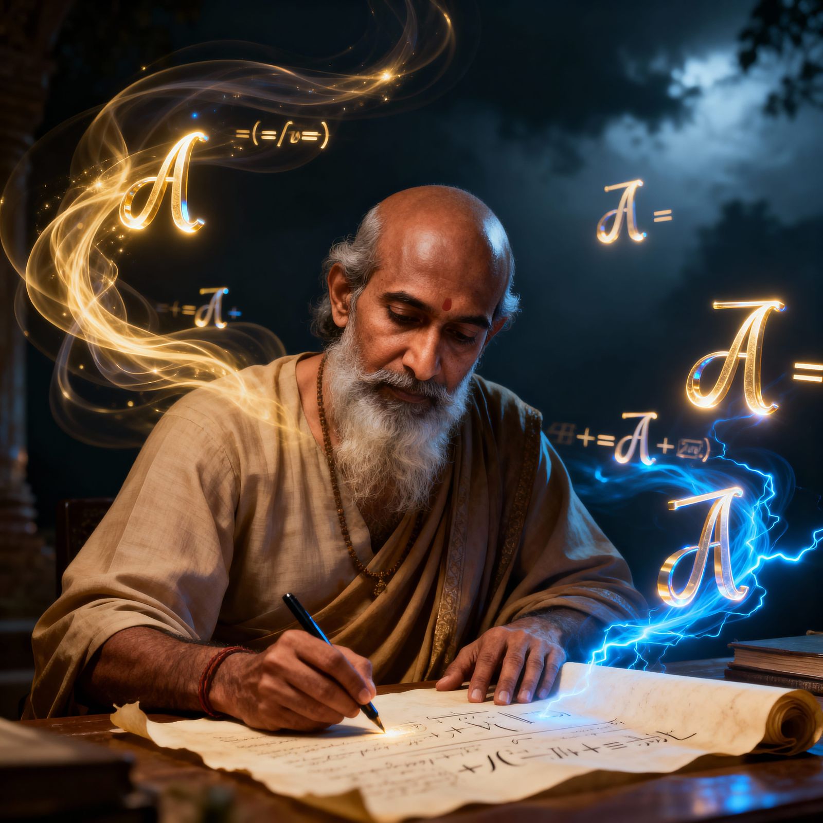Bhaskaracharya Writes Math Equations in Cinematic 3D Scene