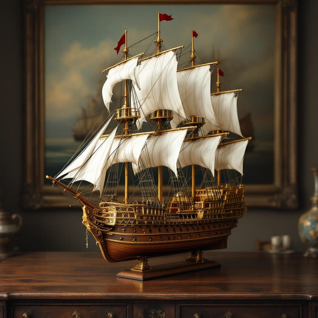 Galleon Ship Model in Dutch Masters Style
