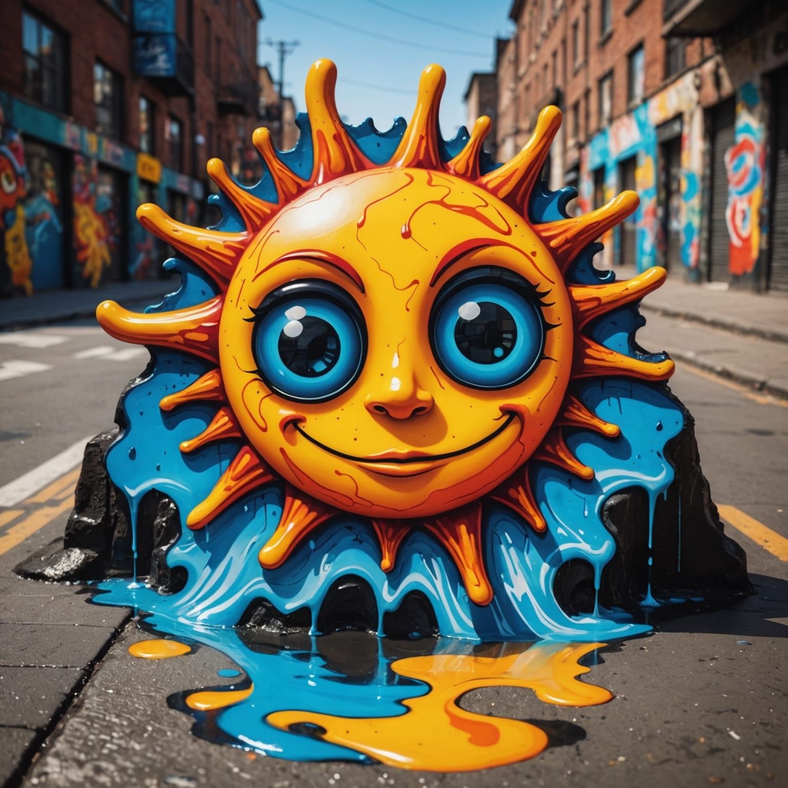 Sun Drop in Sea of Light: Graffiti Art