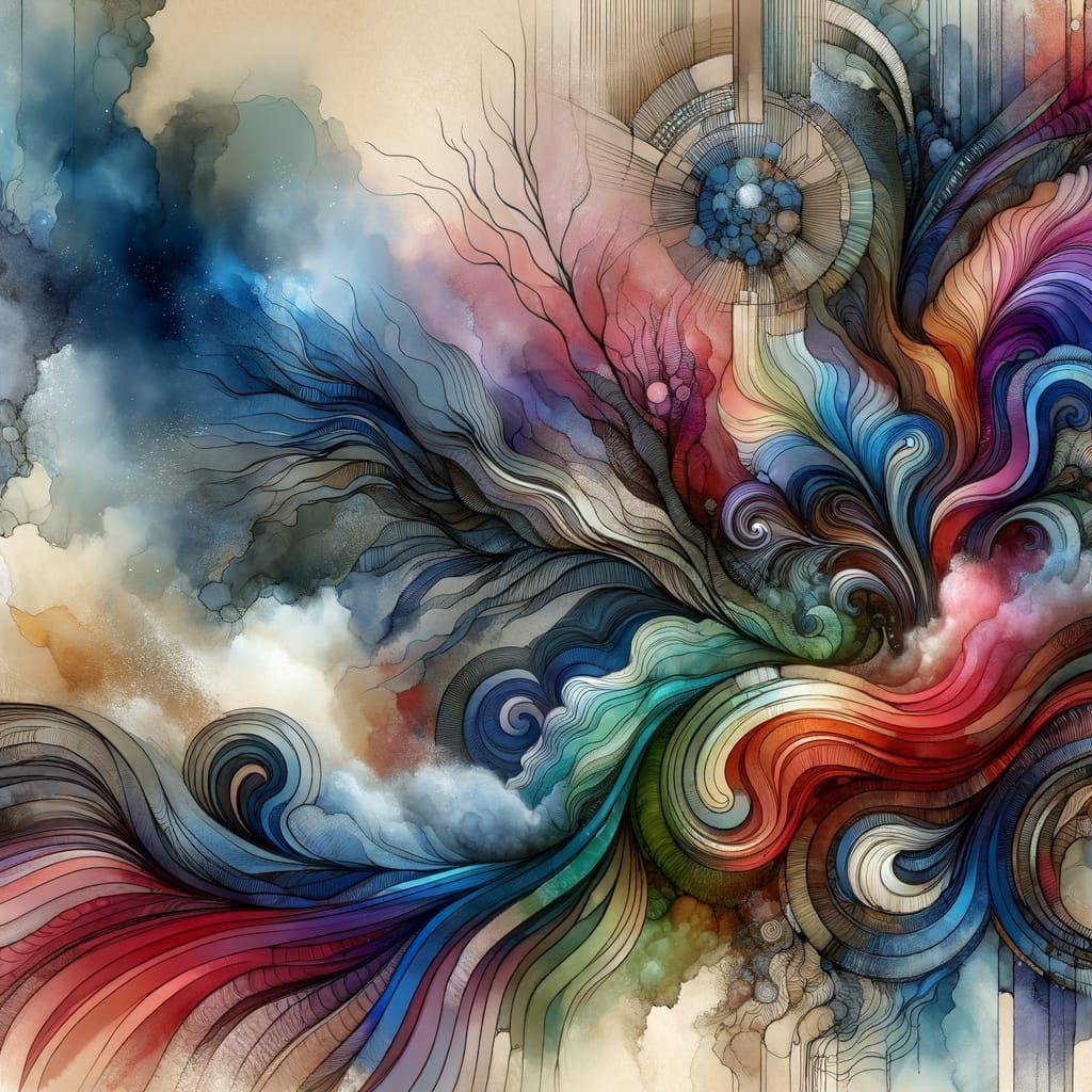 Fantasy Concept Art in Watercolor with Intricate Lines