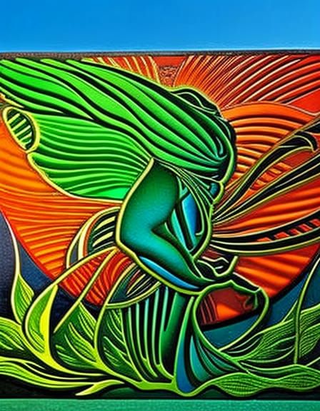 Art Nouveau Mermaid in Tiffany Glass Style