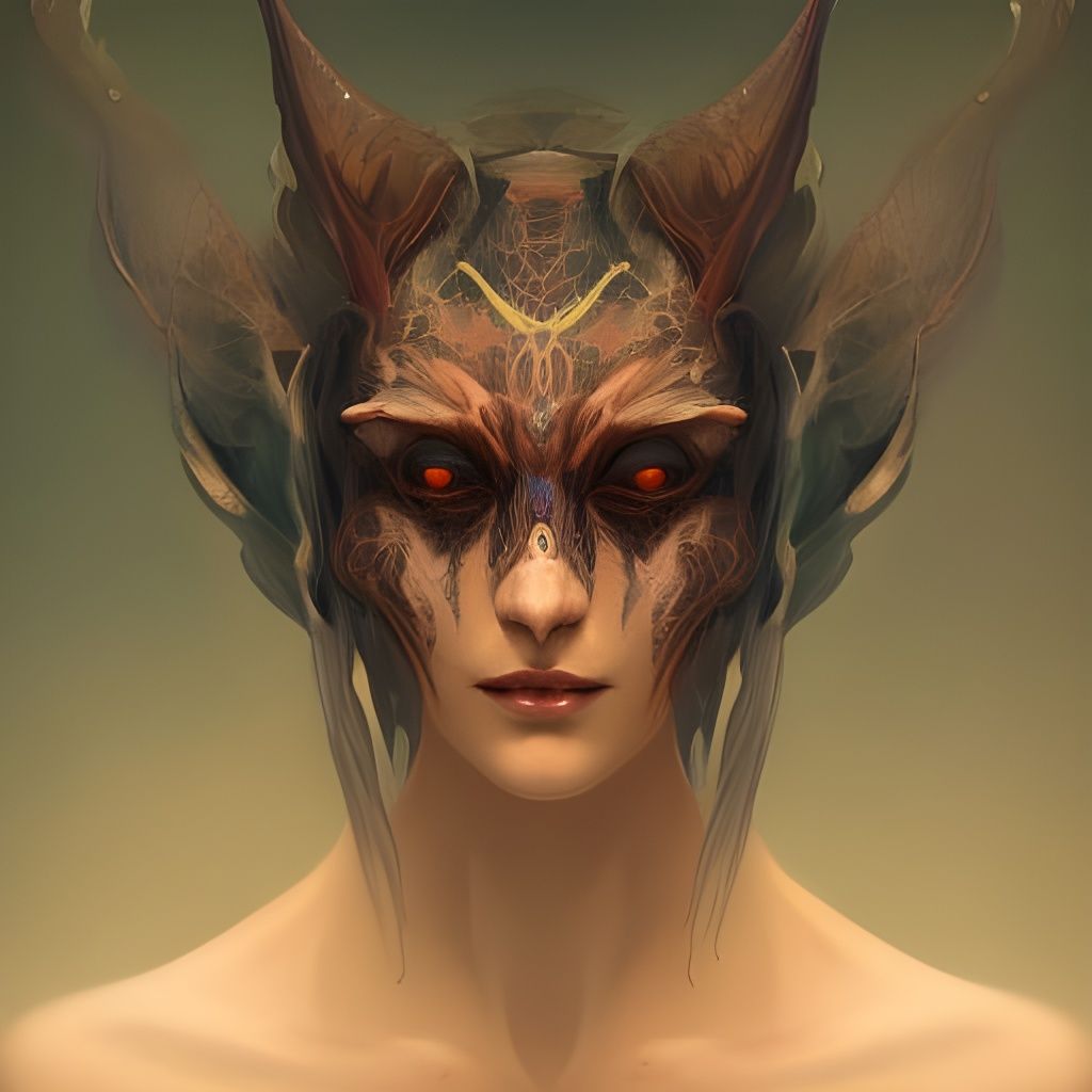 Demonic Moth Portrait in Hyperdetailed Style