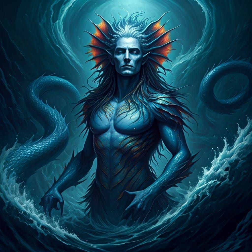 Oceanfather Deity Shapeshifts in Gothic Oceanic Realm