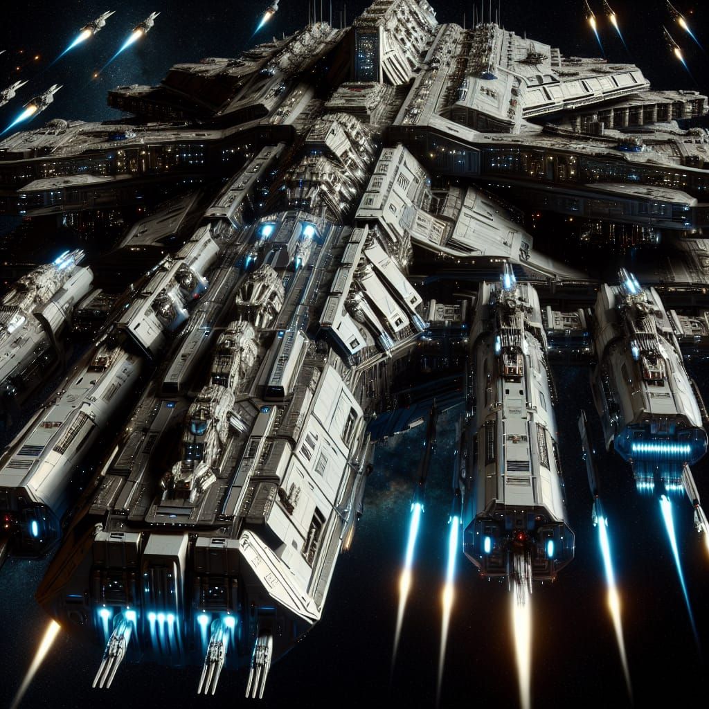 Armored Spaceship Ready for Battle in Deep Space