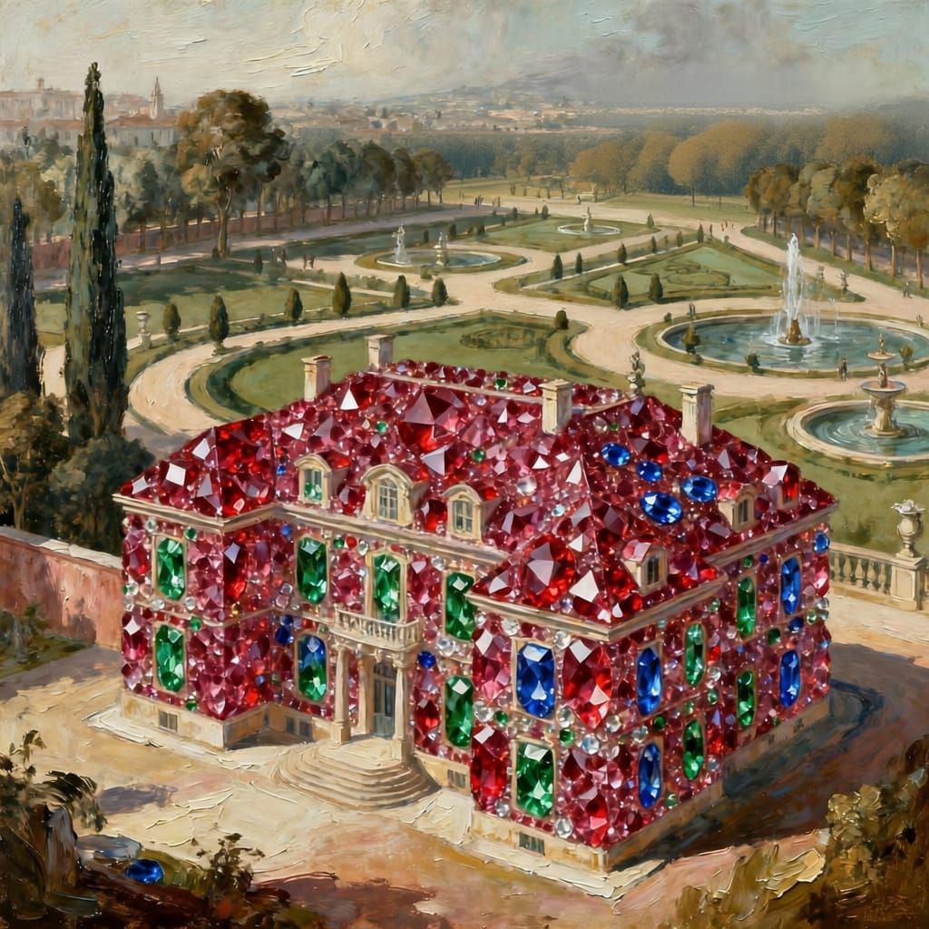 Maximalist Gemstone Mansion in Canaletto Style