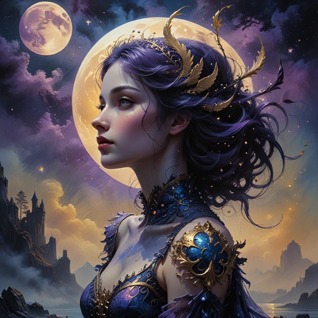 Swan Lake Princess in Dark Fantasy Oil Painting