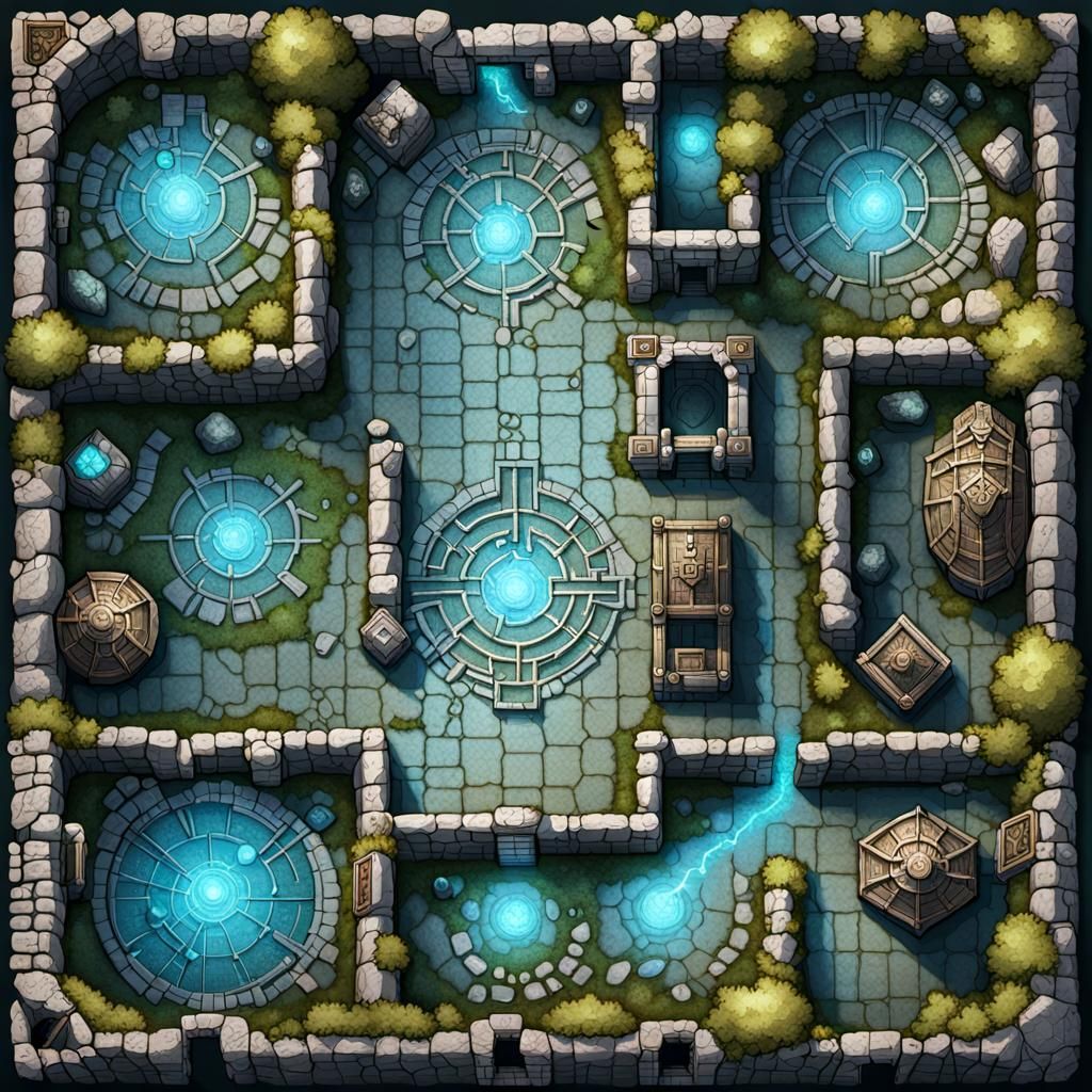 Detailed Fantasy DnD Map of Ruins for RPG