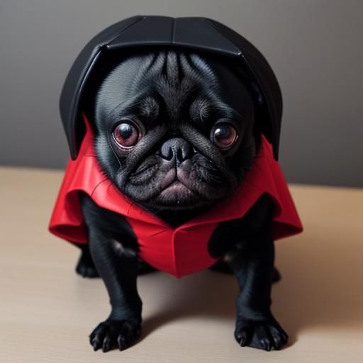 Black Pug Dog in Devil Costume