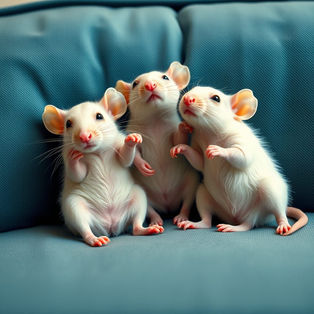 Photorealistic Baby Dumbo Rats Playing