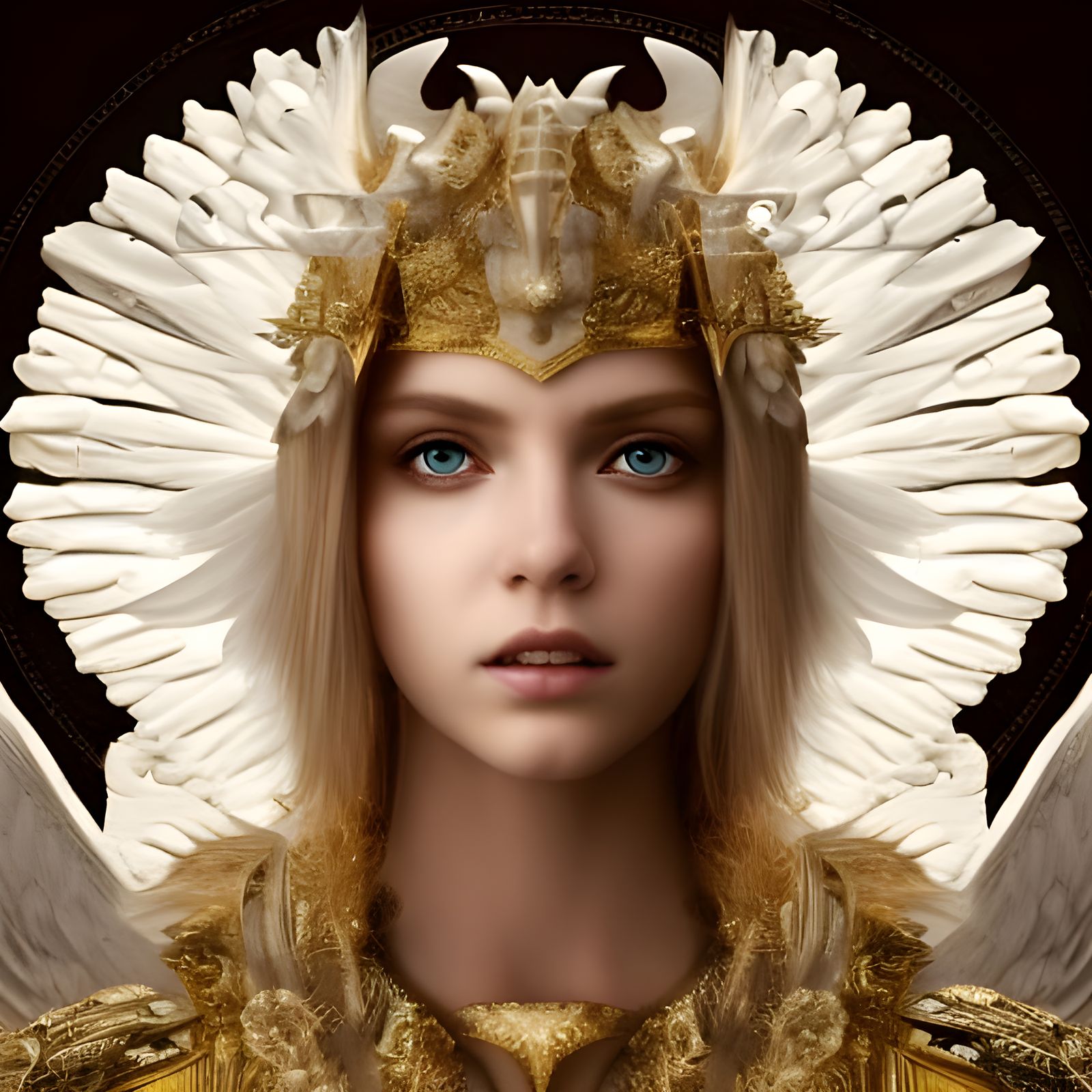 Beautiful Seraphim Angel in White and Gold