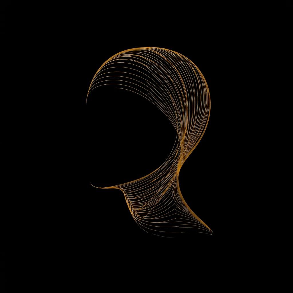 Golden String Human Figure on Black Background