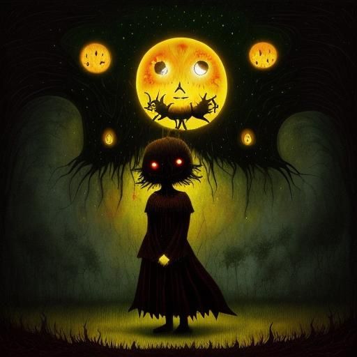 Chibi Figures Expressing Despair in Surreal Style