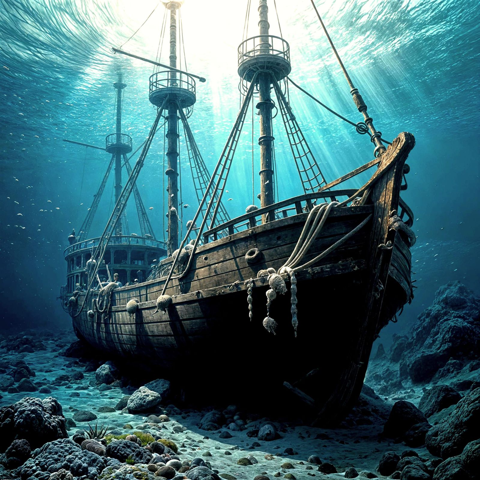 Barnacle-Covered Chest Impressionistic Hyperrealism