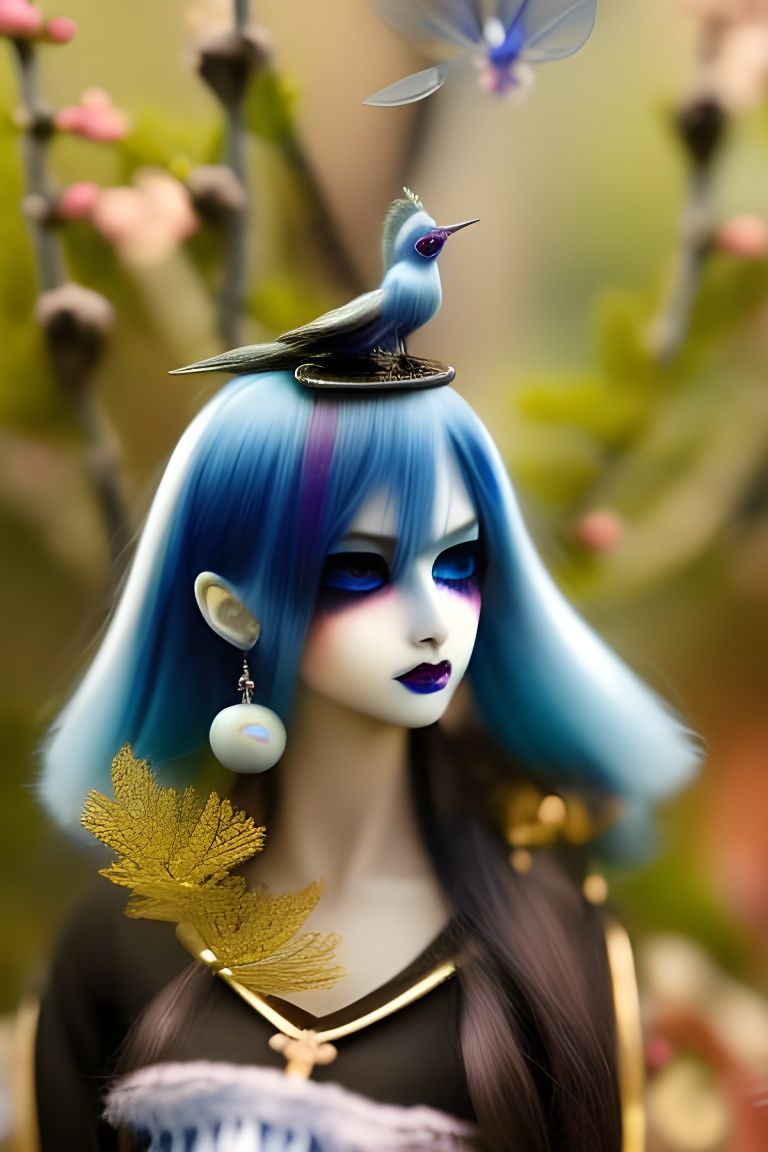 Fairies Kissing with Blue Wings in Hyperrealistic Style
