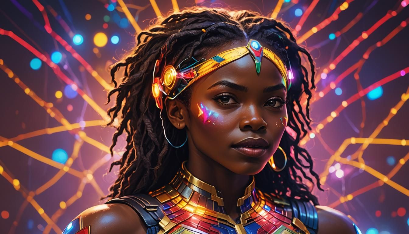 Colorful Superheroine Portrait with Dynamic Lighting