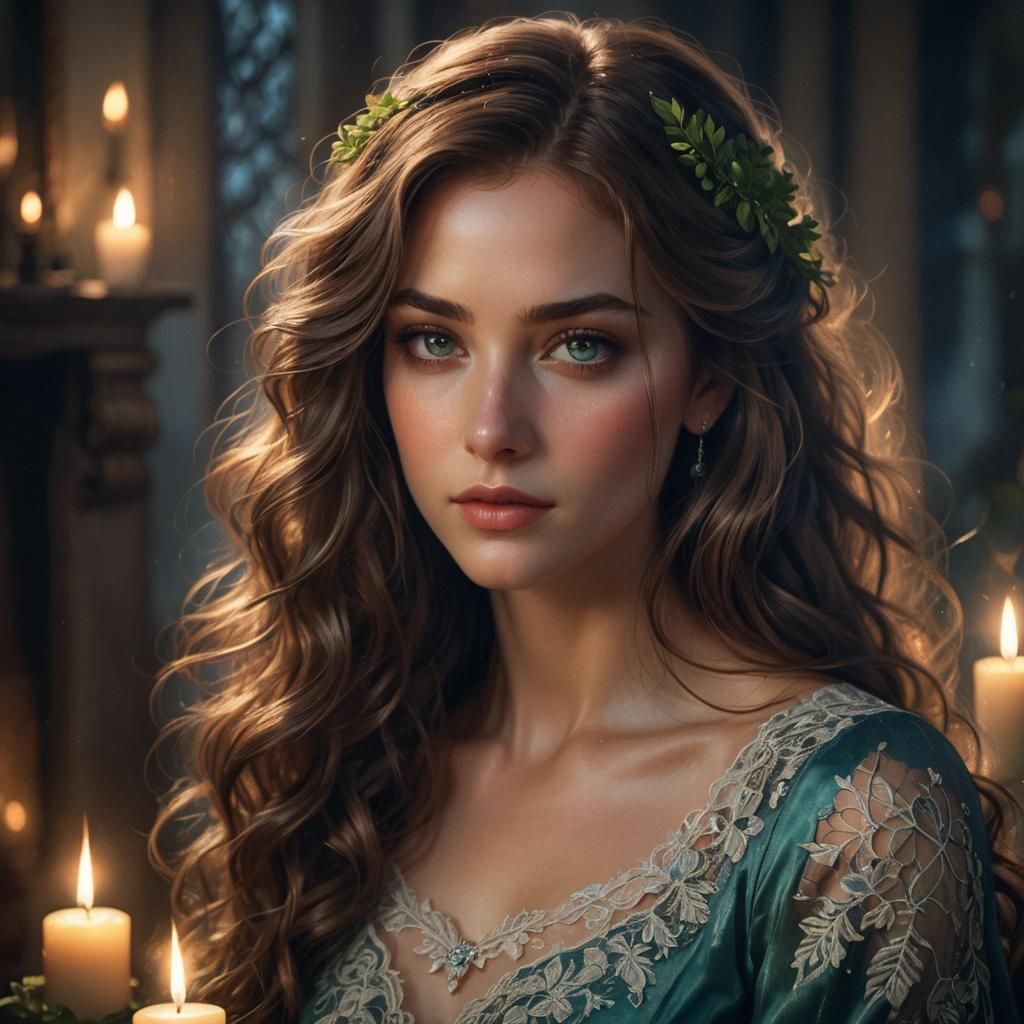 Enchanting Portrait of a Woman with Green Eyes