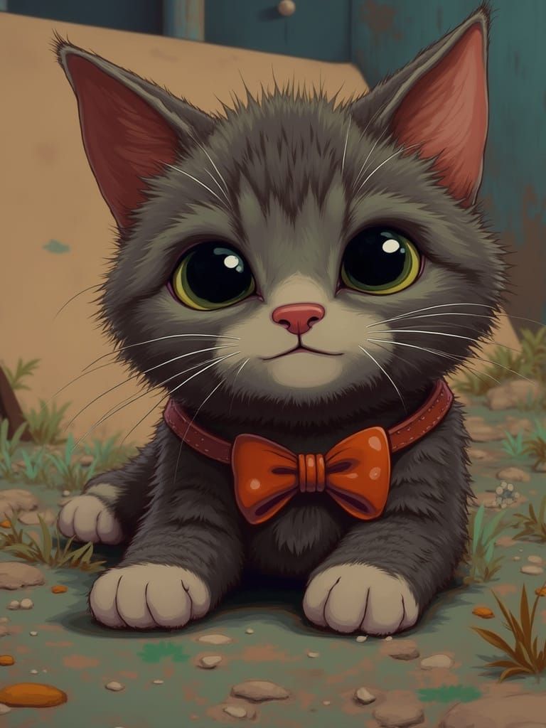 Vibrant Pop Art Kitty in a Playful Environment