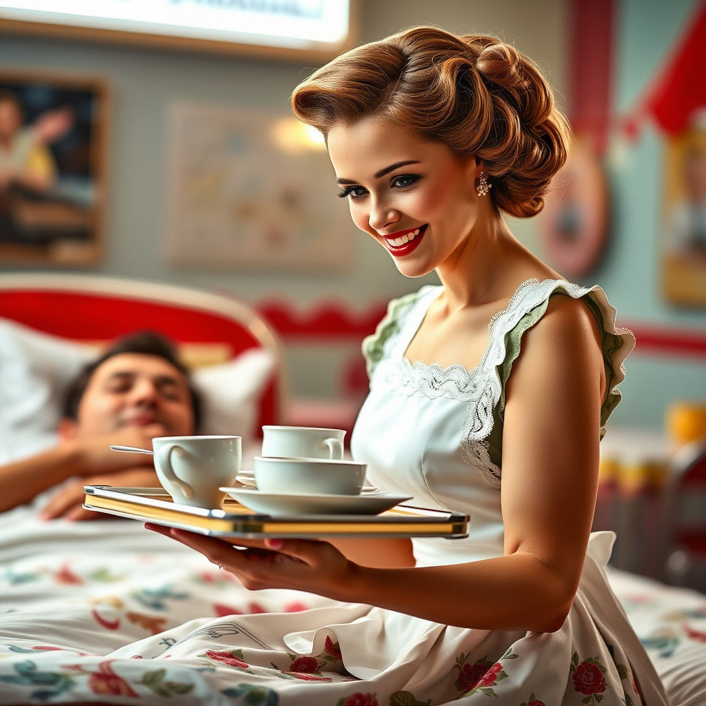 1950s Tradwife Portrait in Hyperrealistic Style