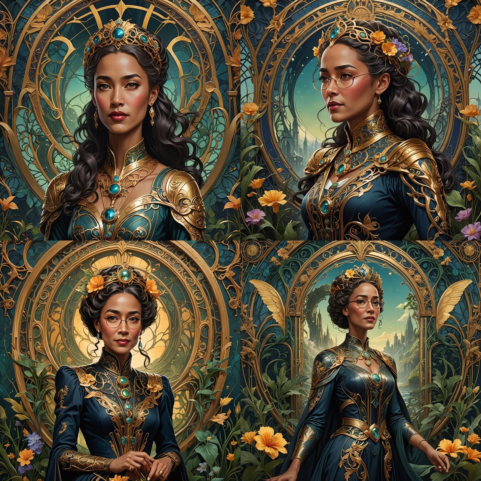 Art Nouveau Oil Painting of Katherine Johnson