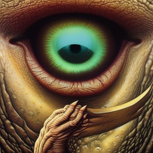 Surreal Dragon Eyes in Dark Surrealist Style