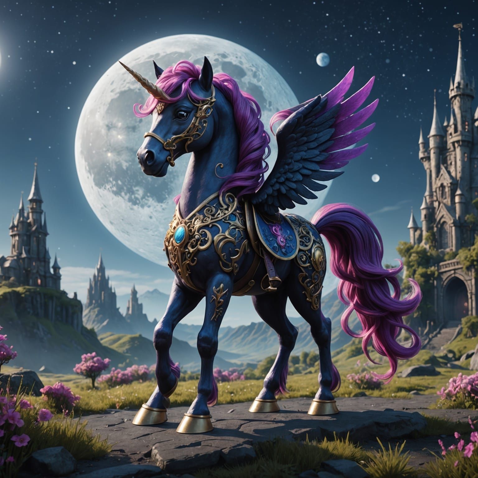 Fantastical Moonlit My Little Pony Painting