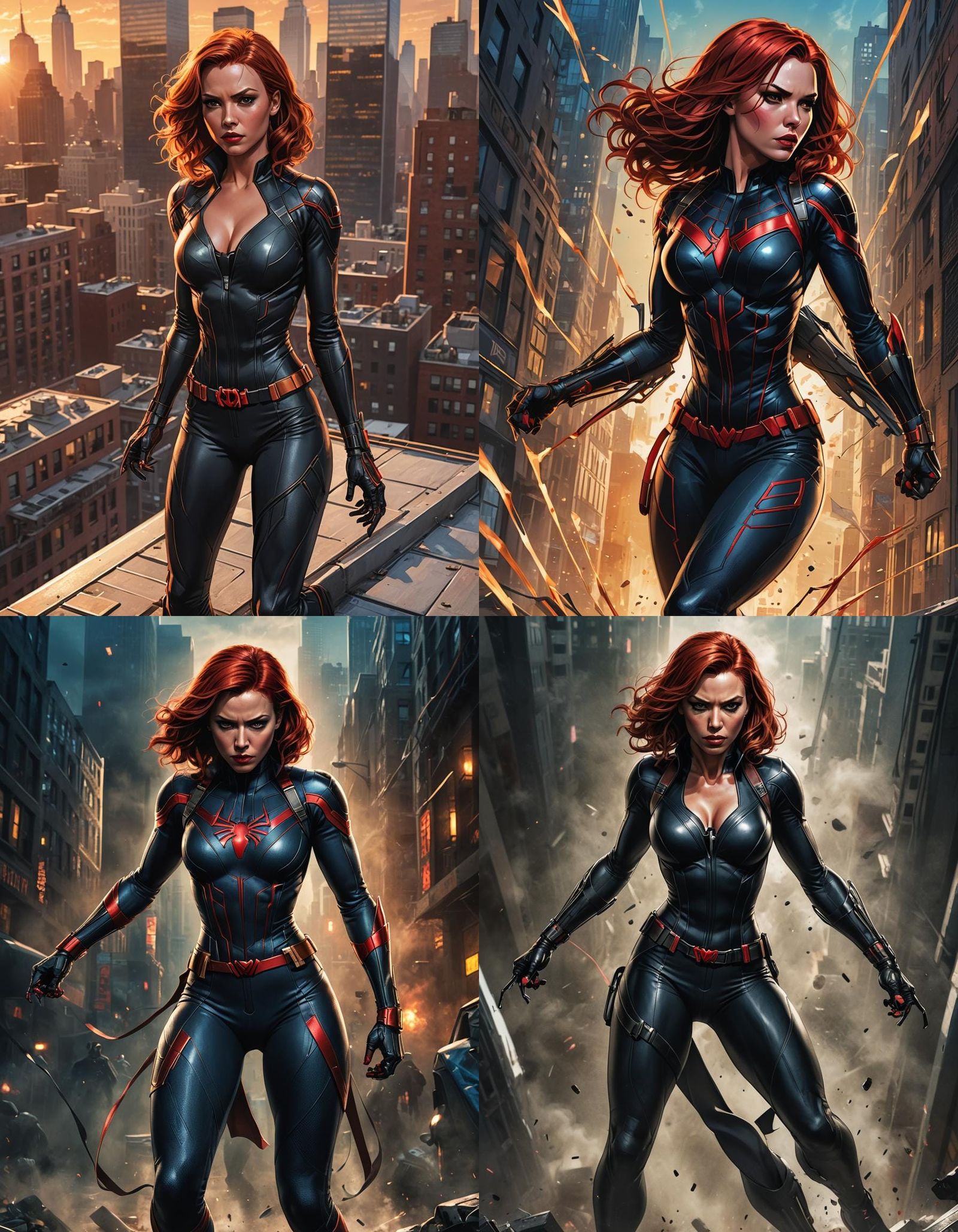 Black Widow in Spiderman Costume: Ultrarealistic Portrait