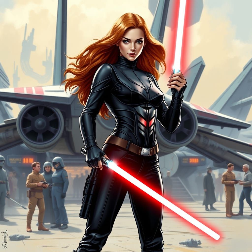 Mara Jade Skywalker with Lightsaber, Digital Painting