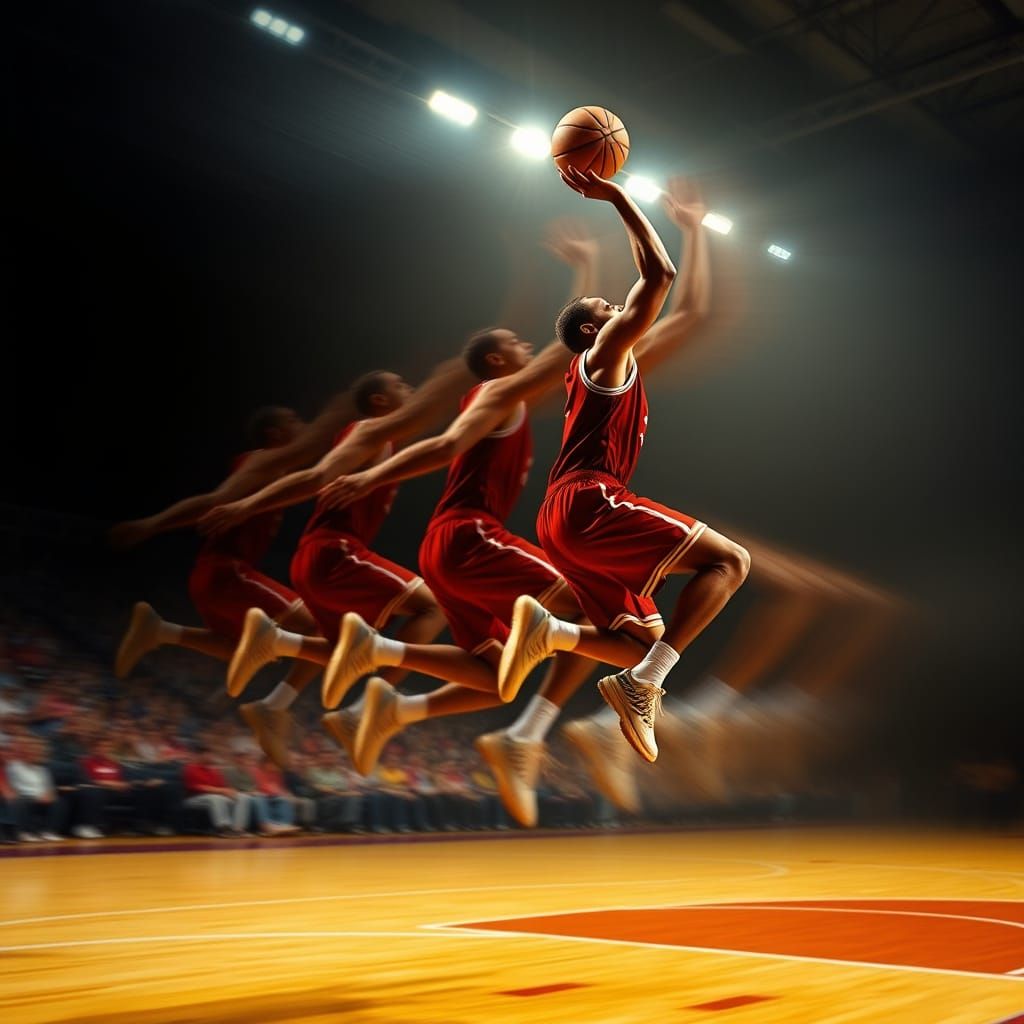 Dynamic Stop-Motion Basketball Jump Shot Sequence