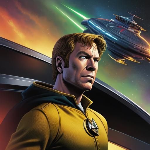 Captain Kirk Portrait in Comic Book Style