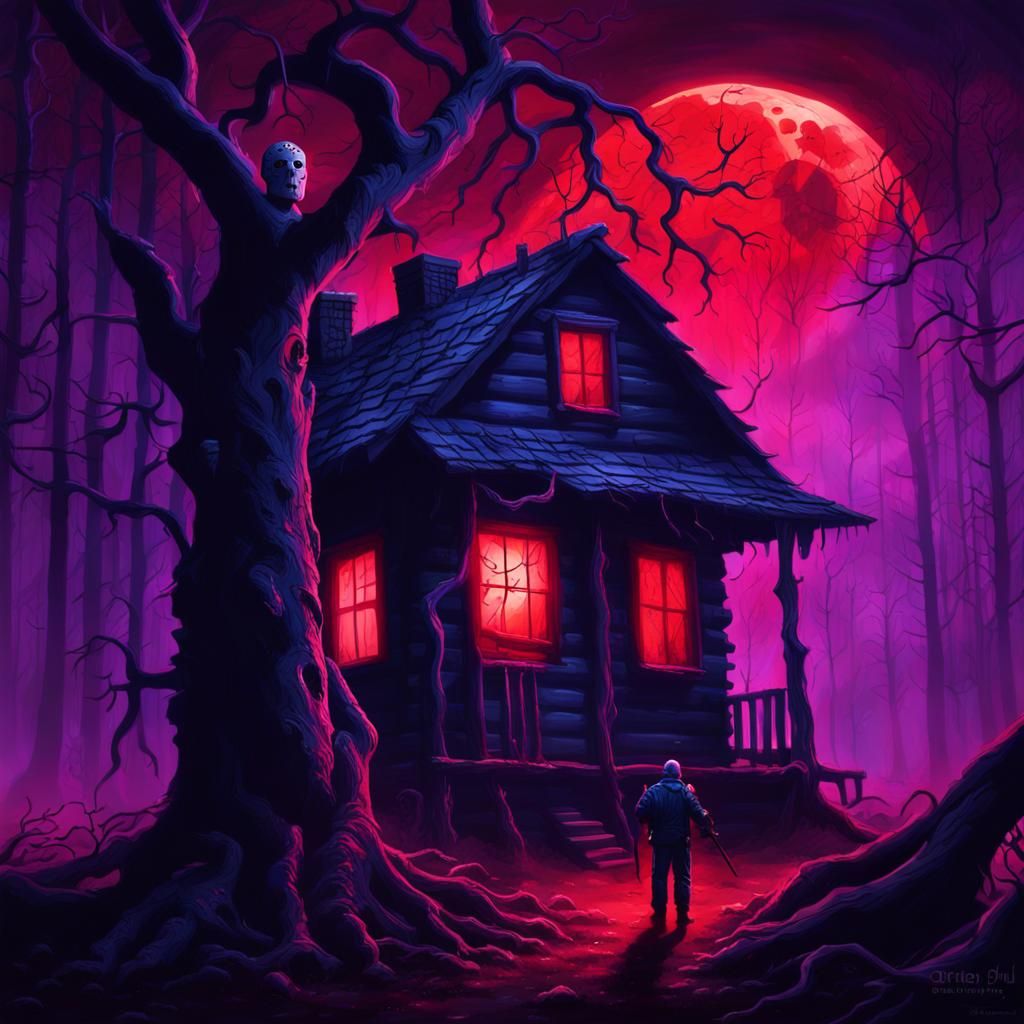 Jason Voorhees in Dark Fantasy Landscape