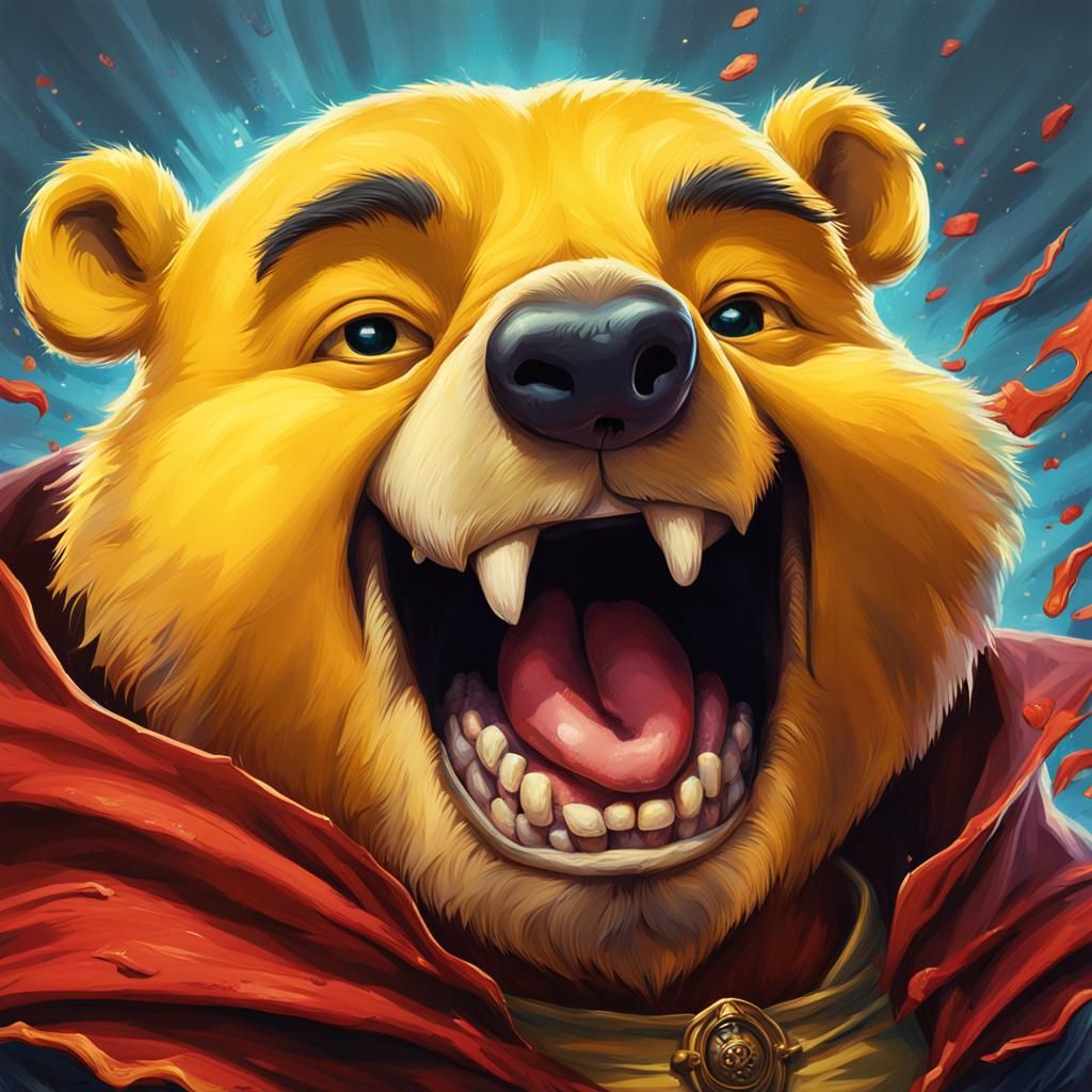 Hyperrealistic Winnie the Pooh Dracula Fusion