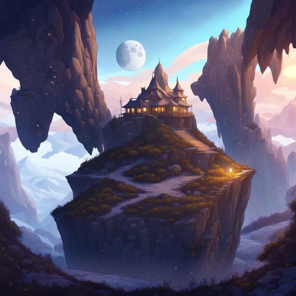 Tradescantia Night Landscape: Detailed 2D Matte Painting