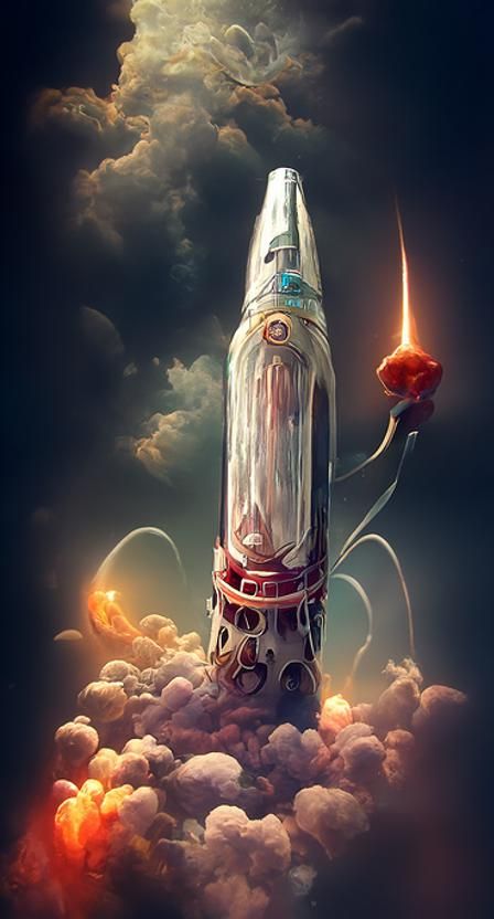 Astral Rocket in Deep Space: Hyperrealistic Concept Art