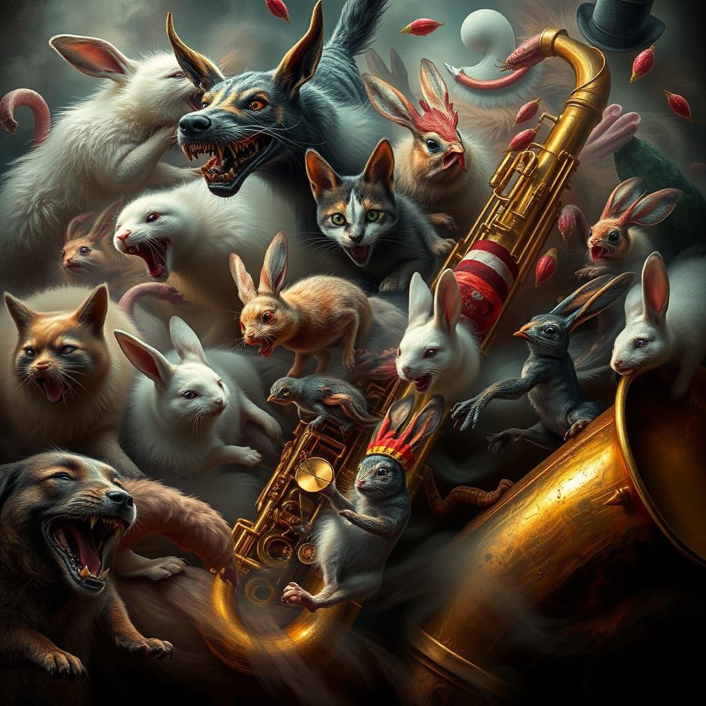 Surrealist Dreamscape of Overlapping Layers in Vibrant Color...