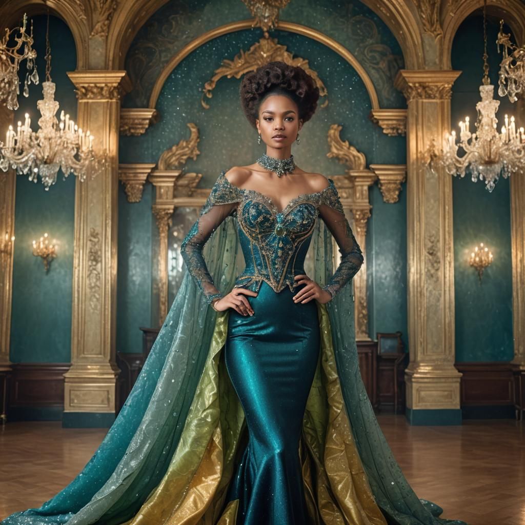 Baroque Revival Portrait: Woman in Crystal Dress