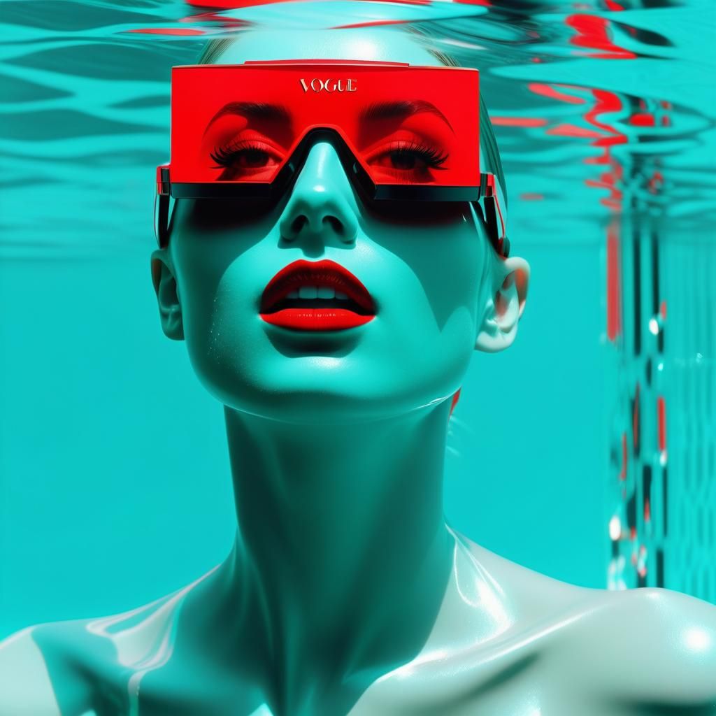 Underwater Vogue Models in Anaglyph 3D, Op Art Style