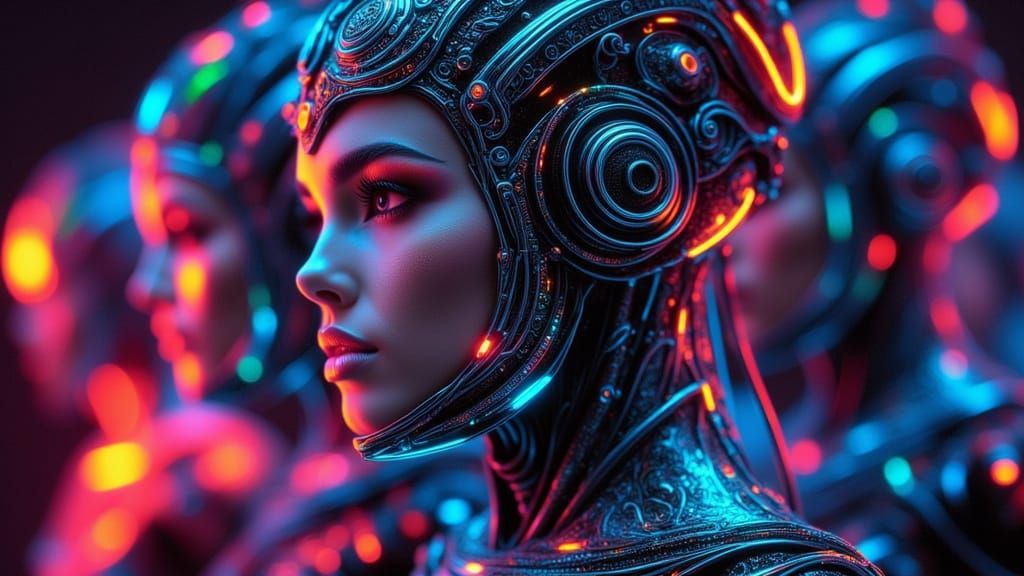 Galactic Cyborg Model in Futuristic Outfit