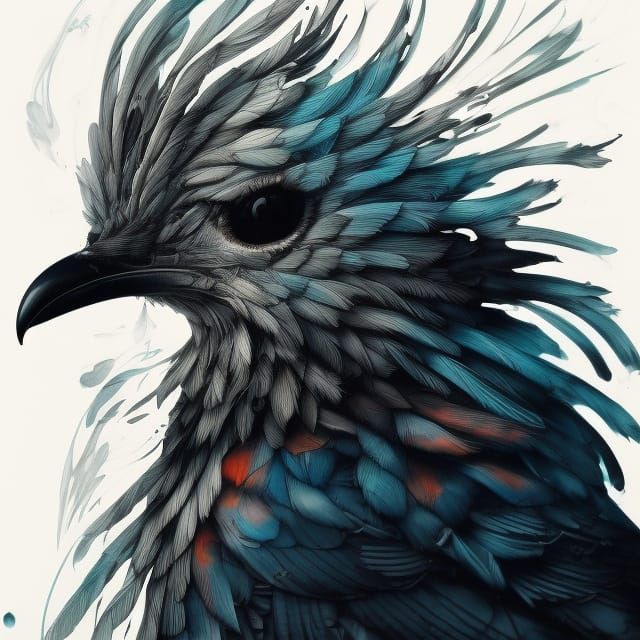 Crow and Dove Portrait in Gouache Illustration Style