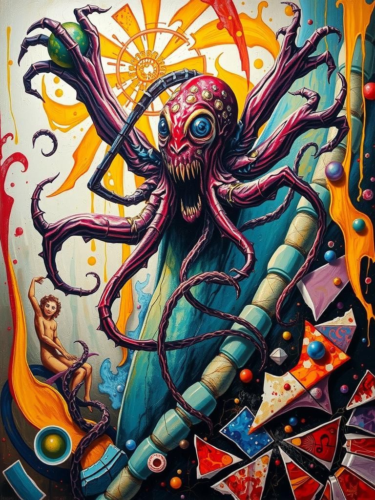 Eldritch Entity Emerges from Abstract Action Painting