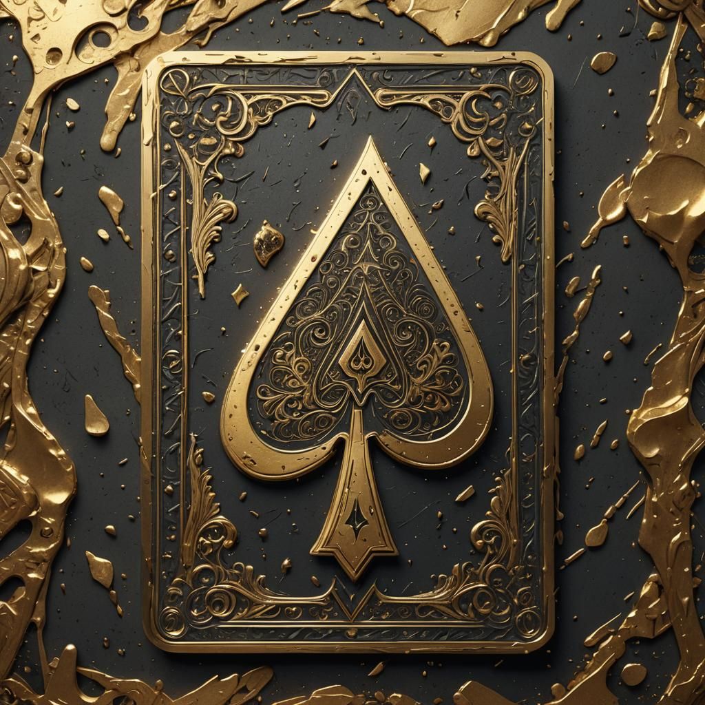 Fiery Ace of Spades with Gold Edges