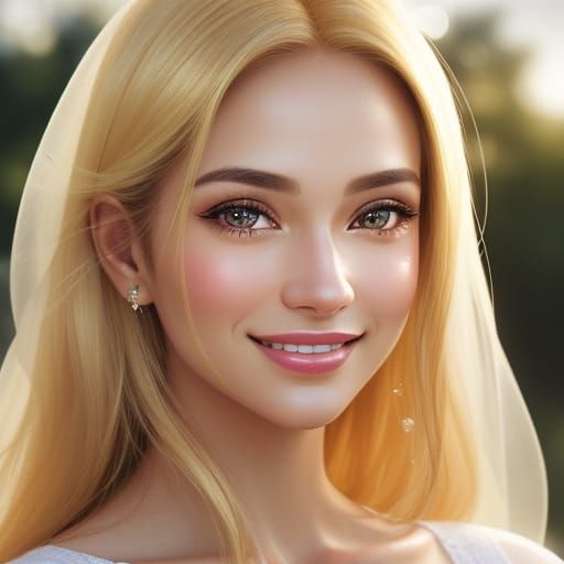 Smiling Girl Portrait with Golden Lighting
