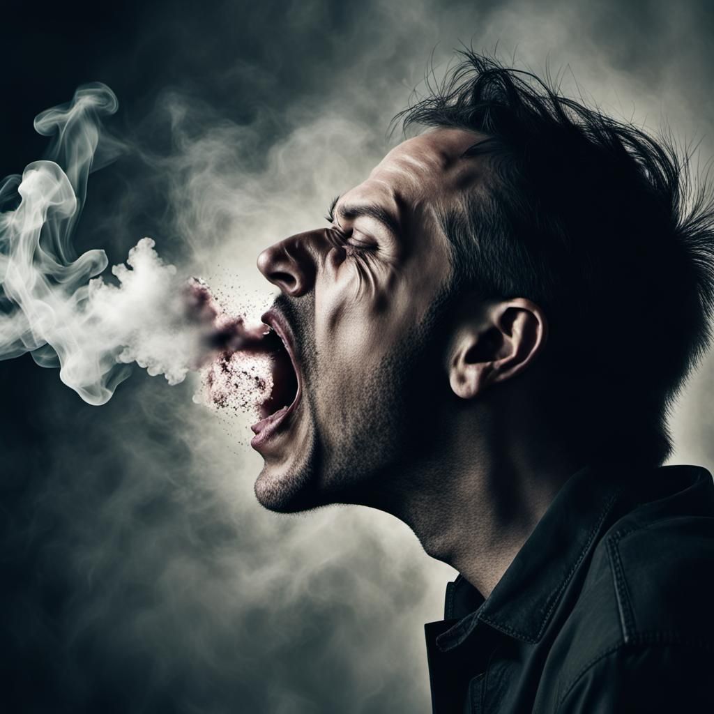 Screaming Face Dissolving into Smoke