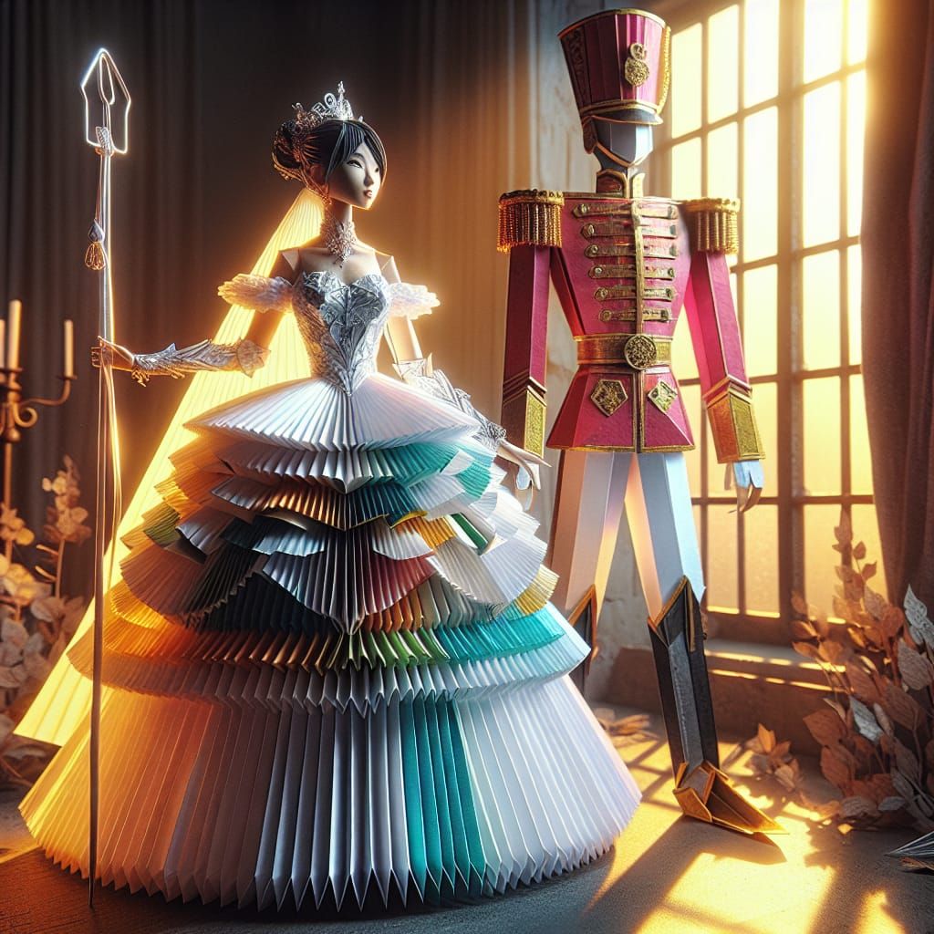 Origami Doll and Tin Soldier Fantasy Art