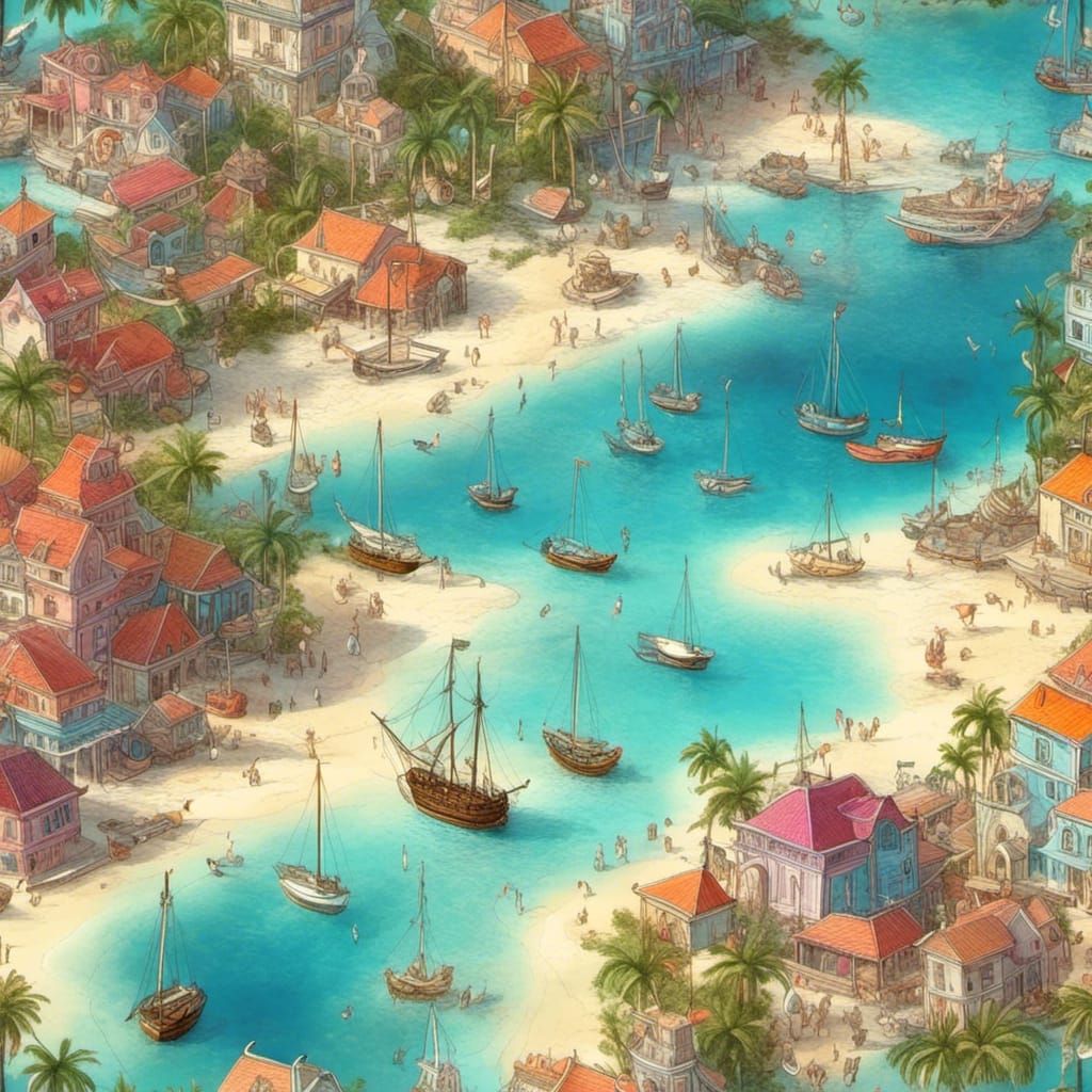 Whimsical Fencer in Turks and Caicos: Matte Painting